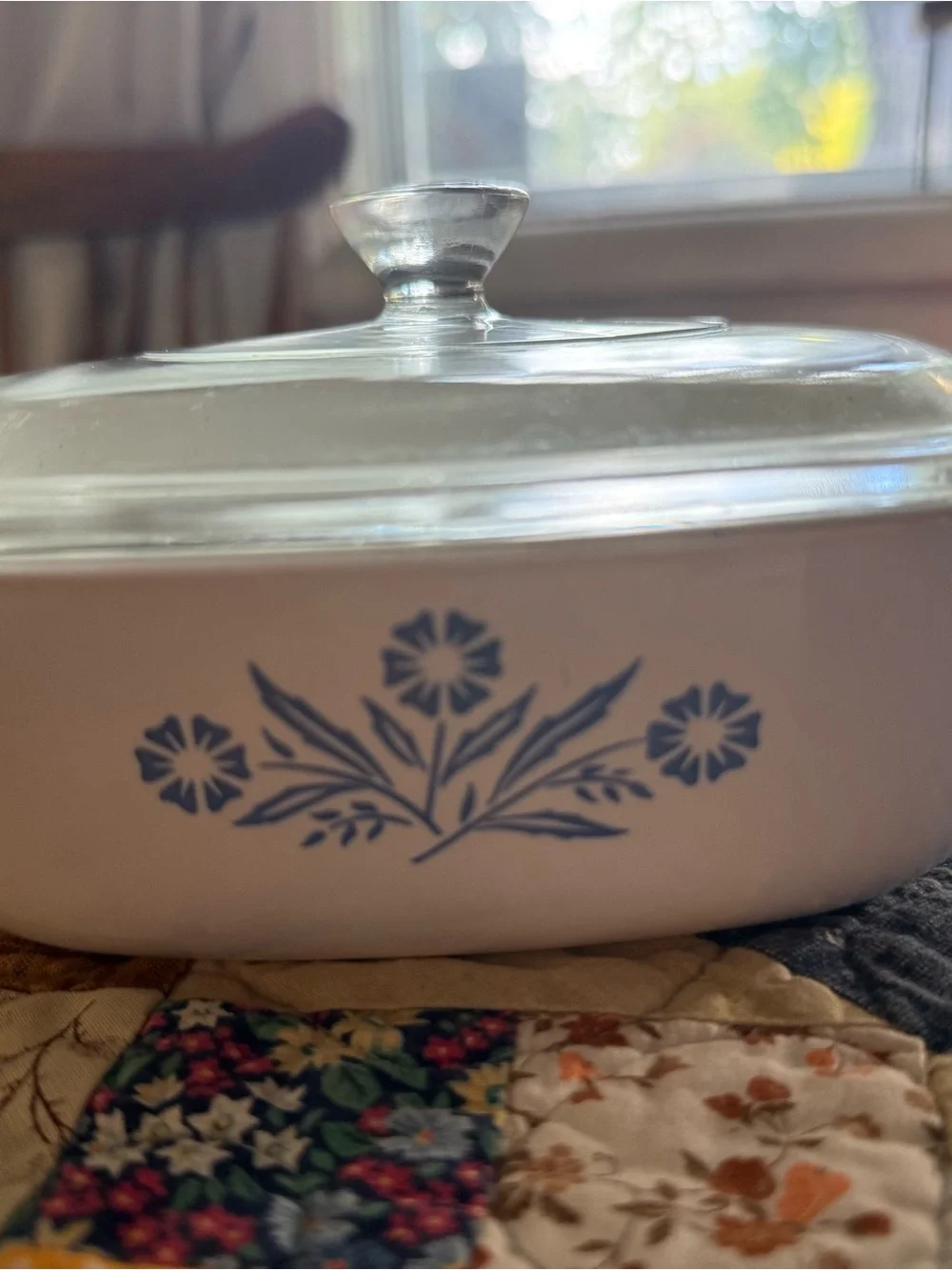 Vintage Corning Ware Blue Floral P-1-B 1 Qt Casserole Dish w Glass Lid USA